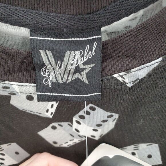 Gold Label Mens T Shirt Top Short Sleeve Dice Pattern Black White Large READ - Picture 7 of 9